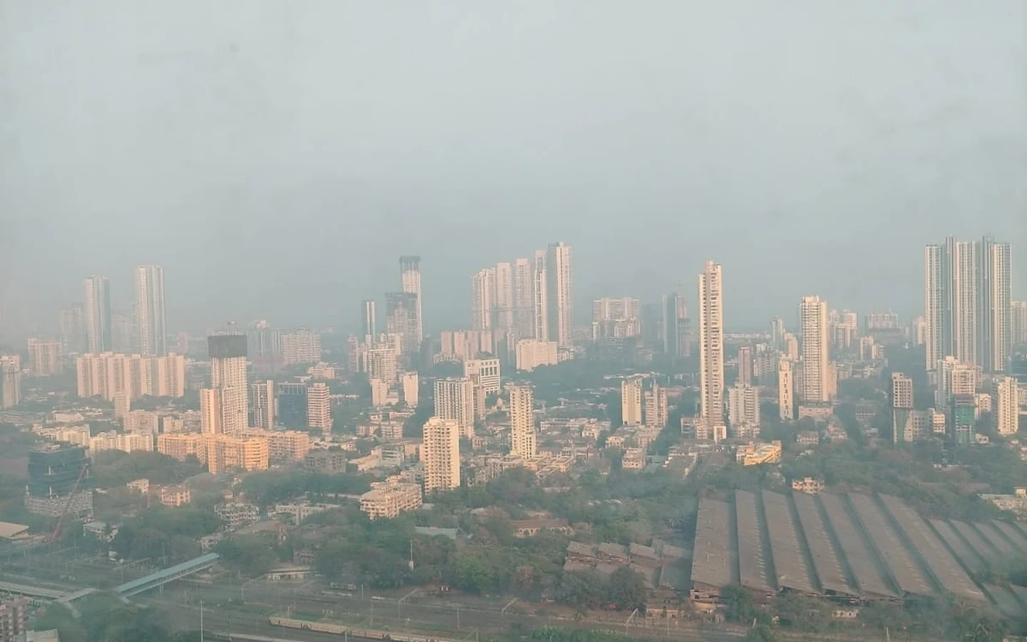 Panoramic Mumbai city skyline view from the 32nd floor at Lodha Park Tower Adrina, Worli