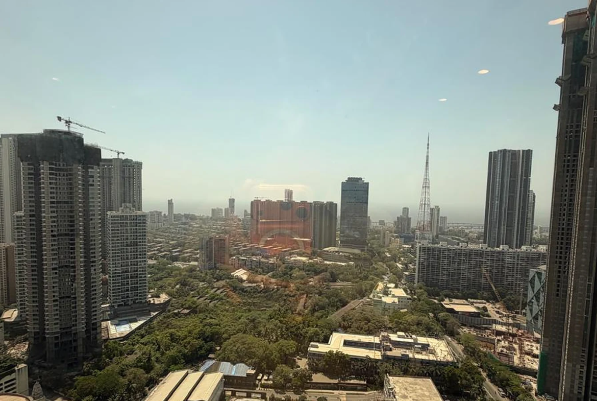 Daytime Mumbai city and sea view from the 40th floor at Lodha Trump Tower, Worli