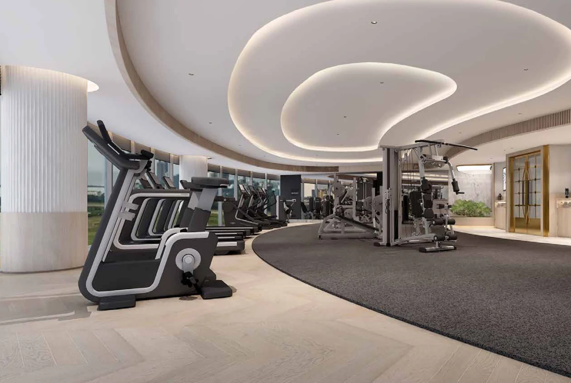 Fully equipped fitness centre with cardio and strength equipment at Piramal Mahalaxmi, South Mumbai