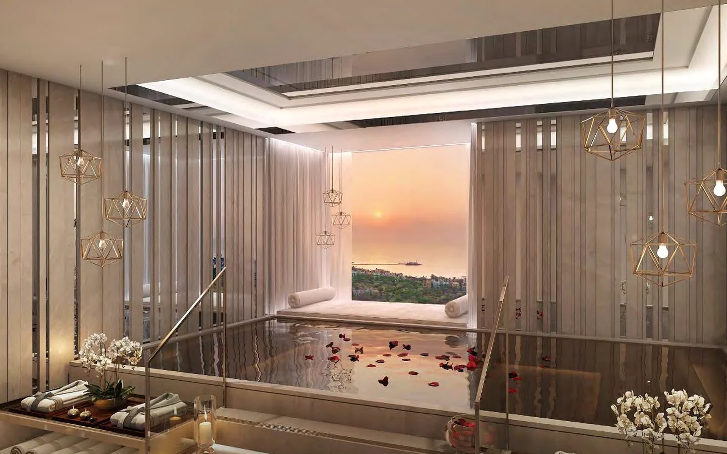 Luxury spa with plunge pool and sea-facing window at Piramal Mahalaxmi, South Mumbai