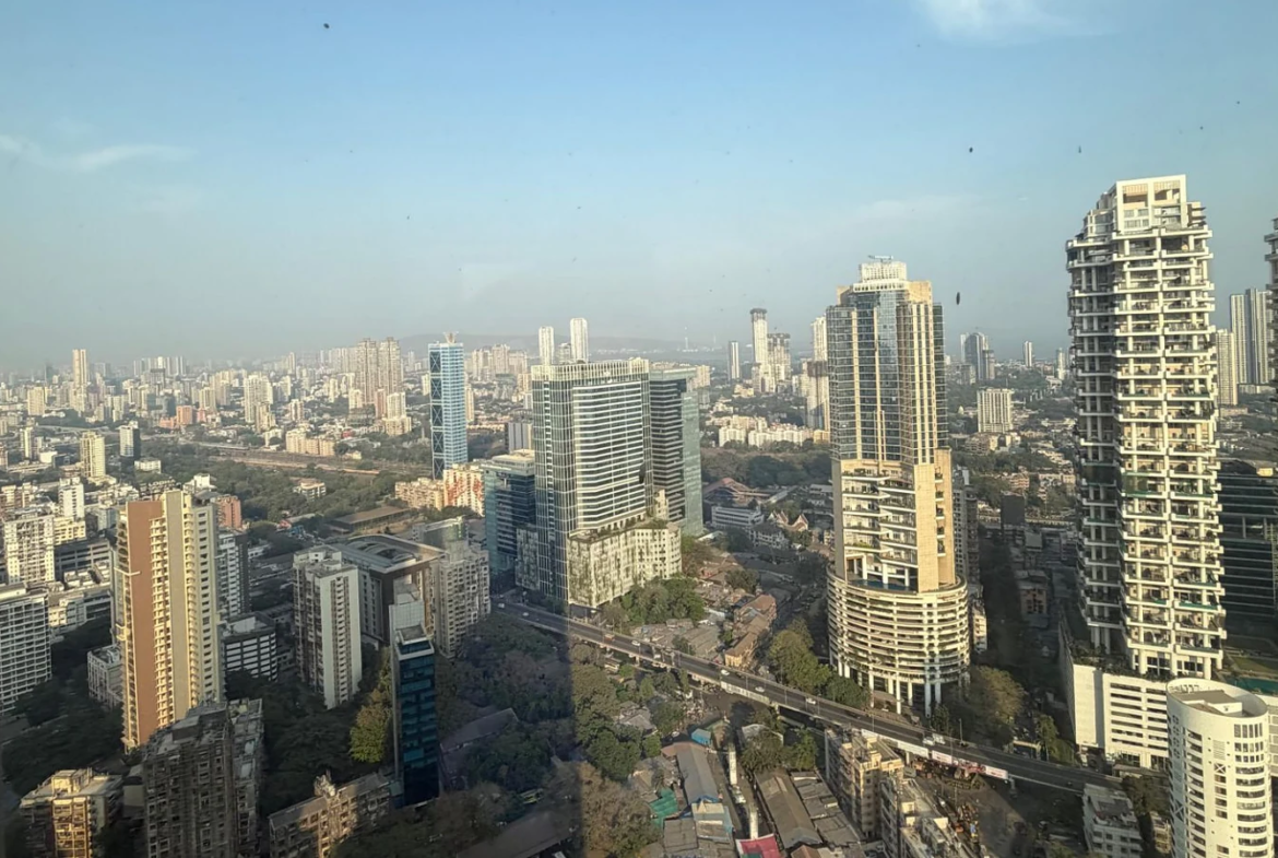 Daytime Mumbai city skyline view from the 45th floor of Rustomjee Crown, Prabhadevi