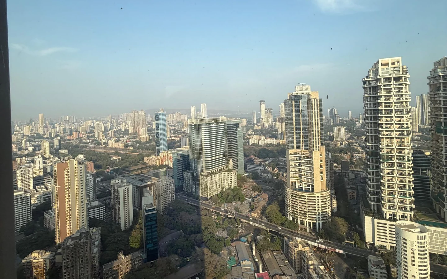 Daytime Mumbai city skyline view from the 45th floor of Rustomjee Crown, Prabhadevi
