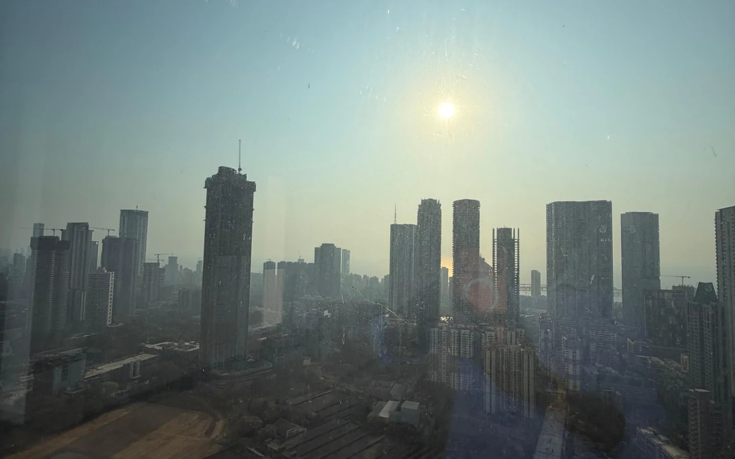 Mumbai high-rise skyline view from the 45th floor apartment at Rustomjee Crown, Prabhadevi
