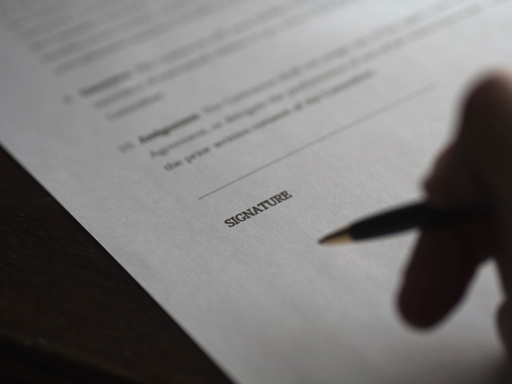 Signing a property agreement document